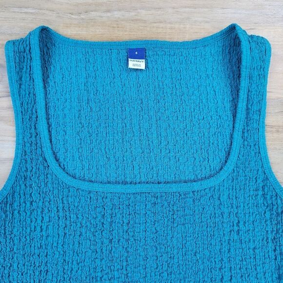 🔺️Old Navy Teal Square Neck Textured Sleeveless Top Small - Picture 5 of 11